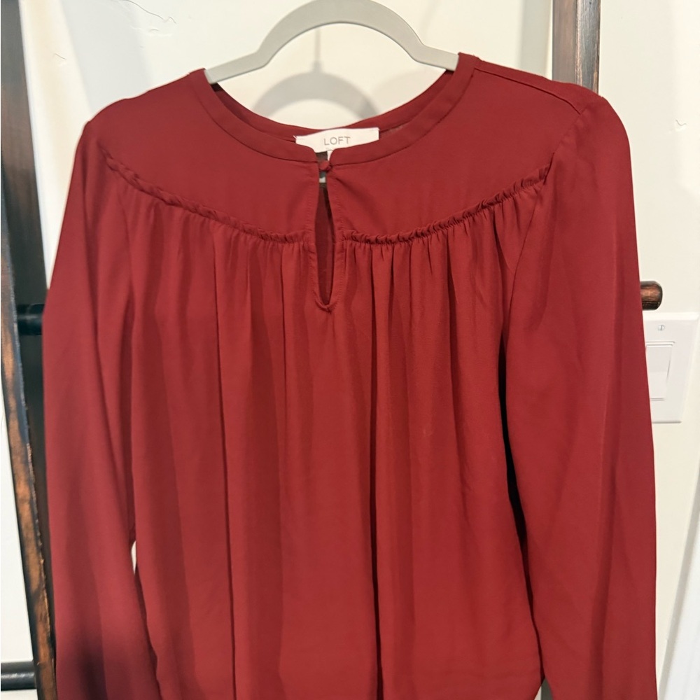 LOFT Women's Deep Red Blouse